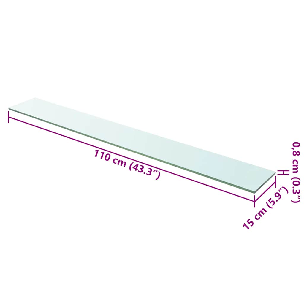 Vidaxl wandschap transparant 110x15 cm glas