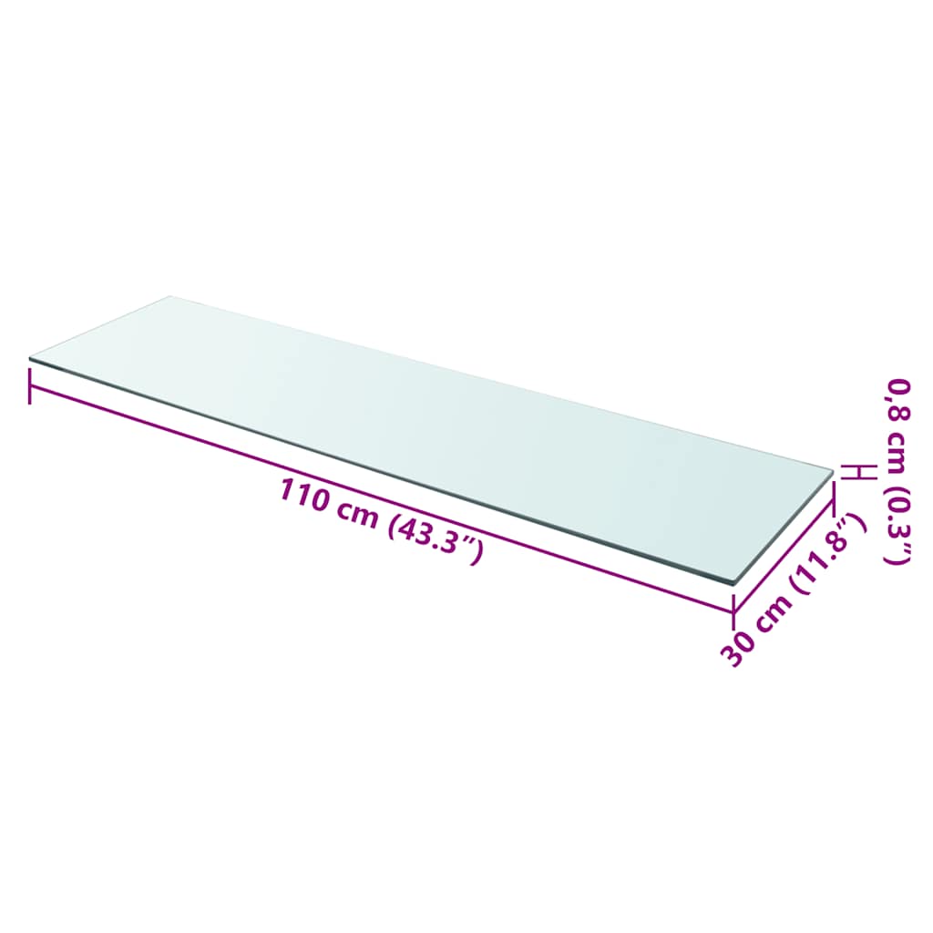 Vidaxl wandschap transparant 110x30 cm glas
