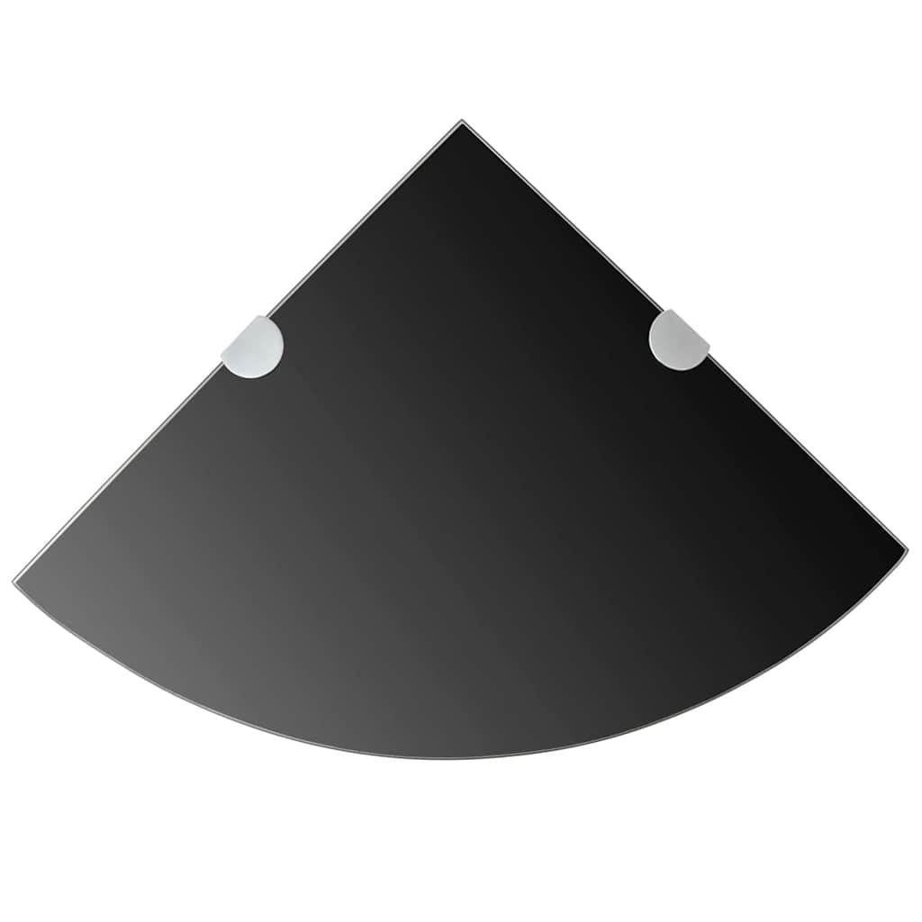 Vidaxl hoekplank met chromen dragers zwart 25x25 cm glas