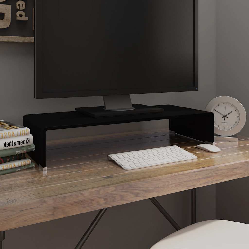 Vidaxl tv-meubel monitorverhoger zwart 70x30x13 cm glas
