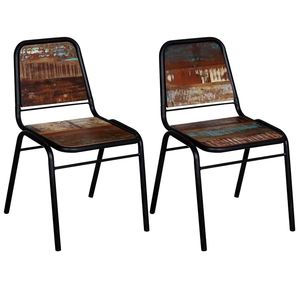 Vidaxl eetkamerstoelen 2 st massief gerecycled hout