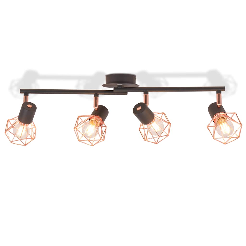 Vidaxl Deckenlampe mit 4 Scheinwerfern E14 Schwarz und Kupfer