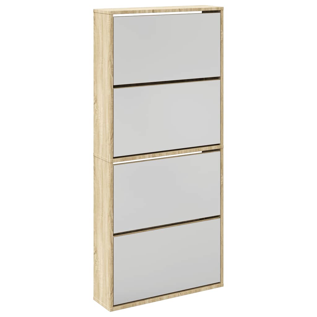 Vidaxx Schuhschrank mit 4 Spiegeln 63x17x134 cm Eiche