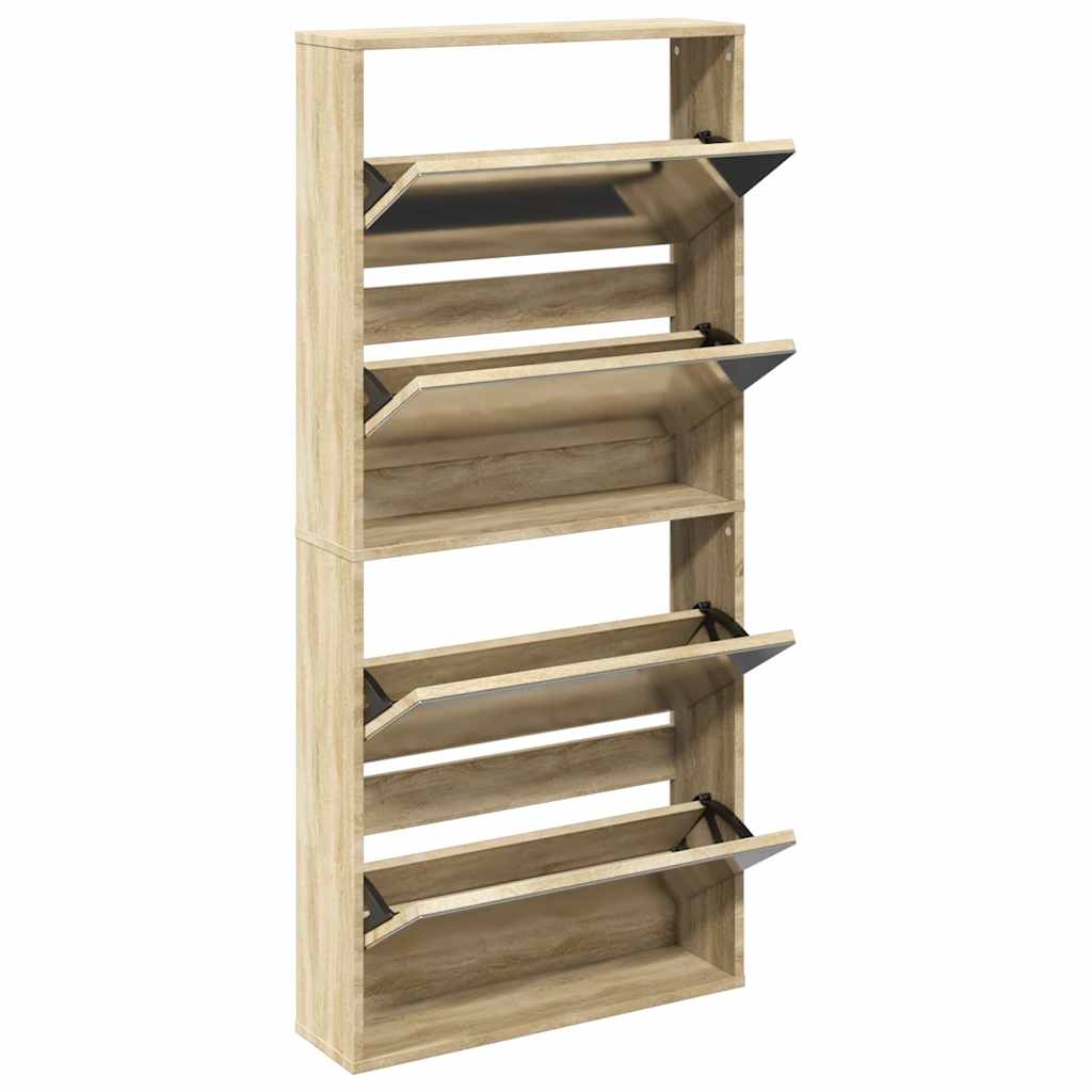 Vidaxx Schuhschrank mit 4 Spiegeln 63x17x134 cm Eiche
