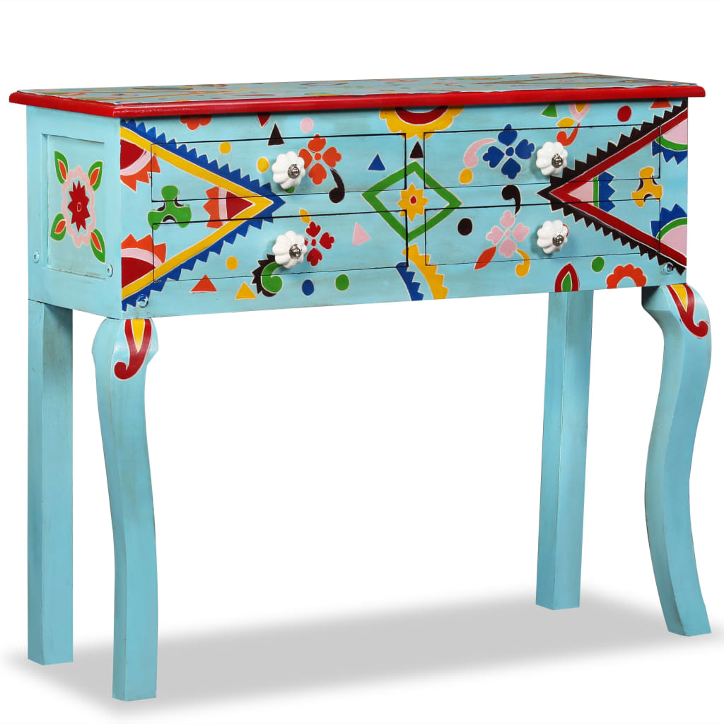 Vidaxl wandtafel handgeschilderd massief mangohout blauw