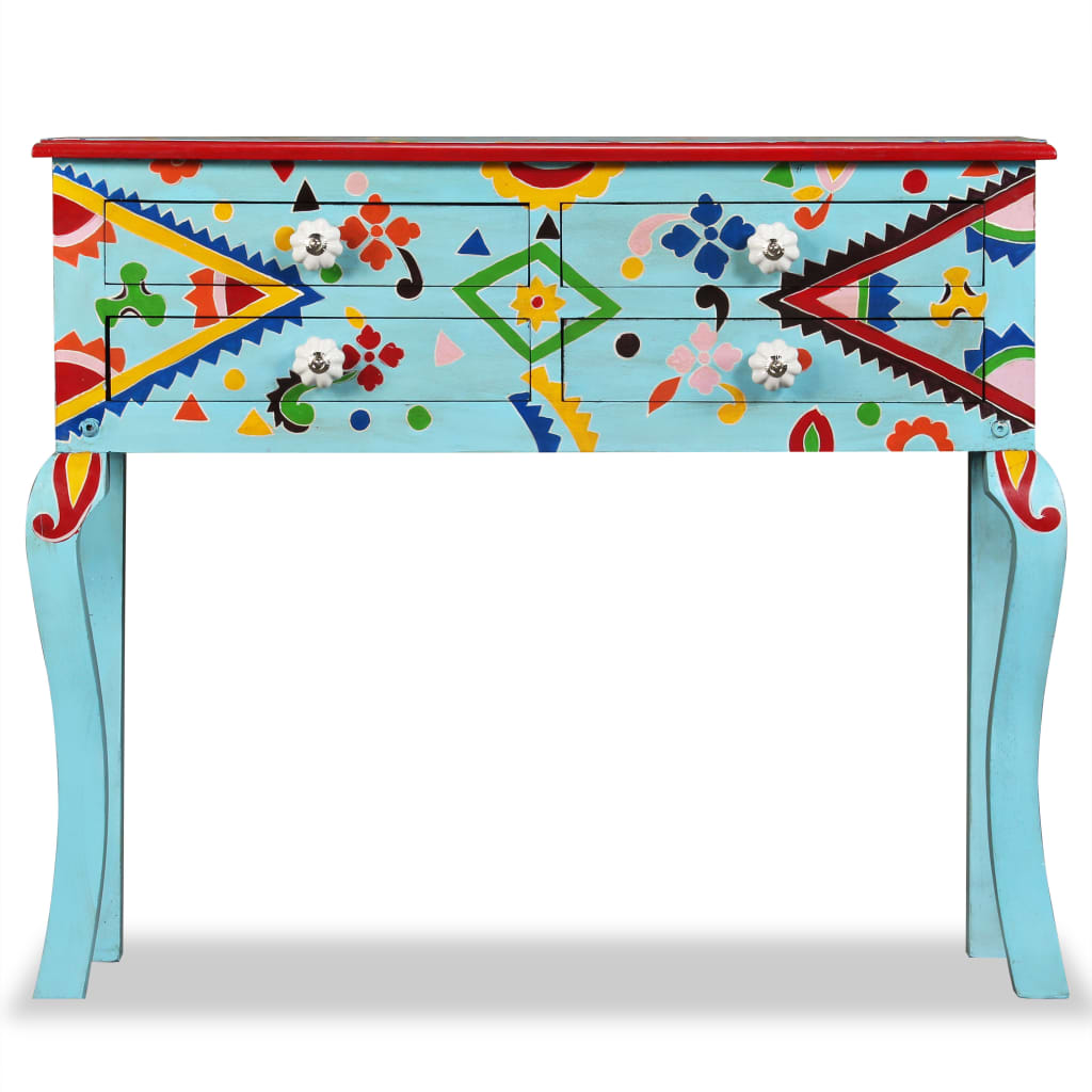 Vidaxl wandtafel handgeschilderd massief mangohout blauw