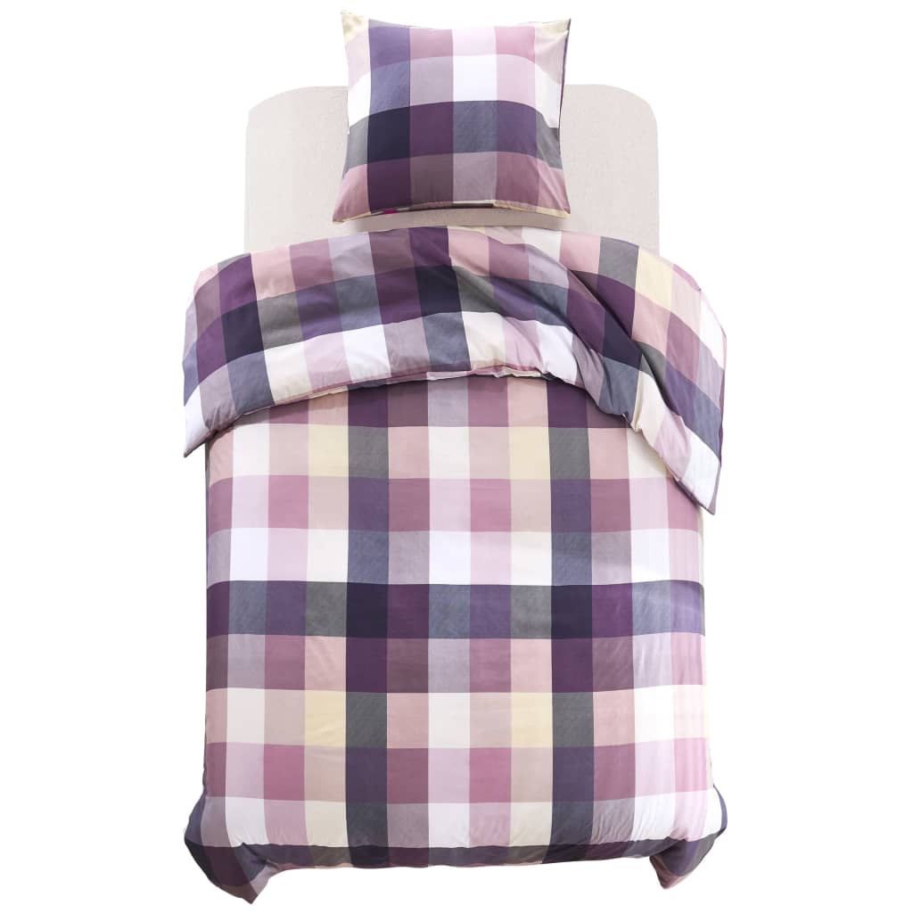 VidaXL Bettbezug-Set Rautenmuster 155x220 80x80 cm Lila