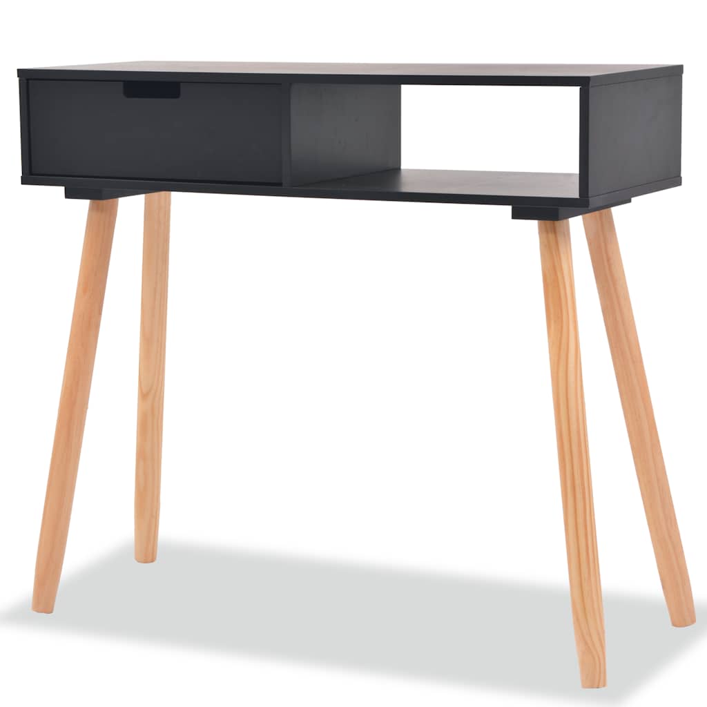 Vidaxl wandtafel 80x30x72 cm massief grenenhout zwart