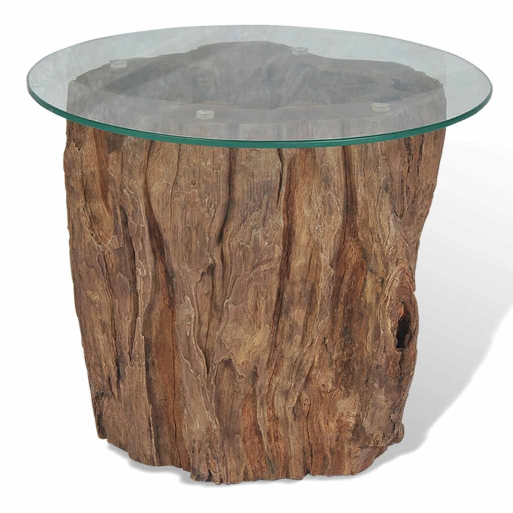 Vidaxl salontafel 50x40 cm teakhout en glas