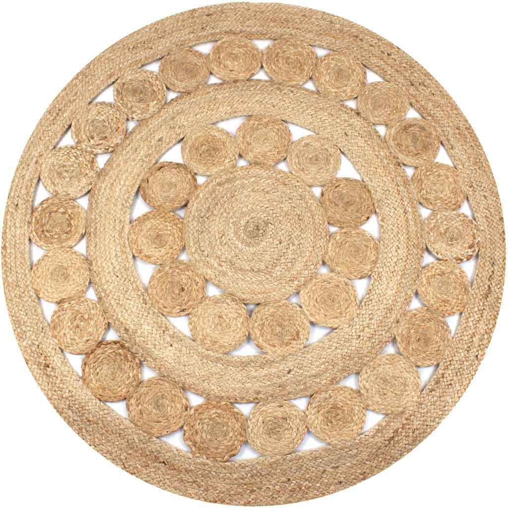 Vidaxl Teppich mit Design um 150 cm geflochtene Jute