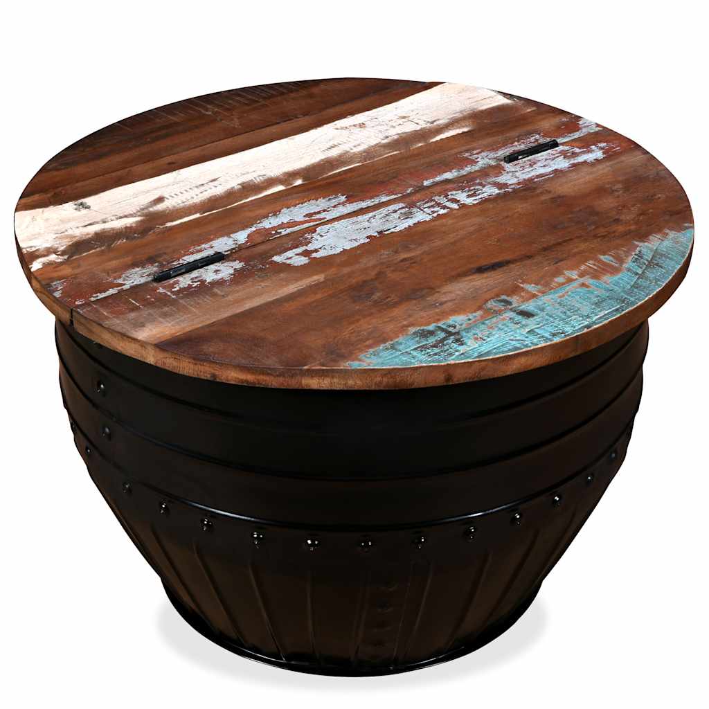 Vidaxl salontafel tonvormig massief gerecycled hout zwart