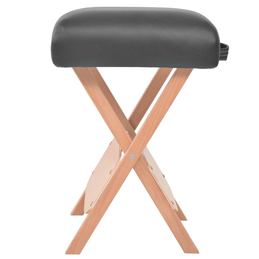 Vidaxl -Massagehocker mit 12 cm dicker Sitz 2 Bolster falten schwarz faltbar