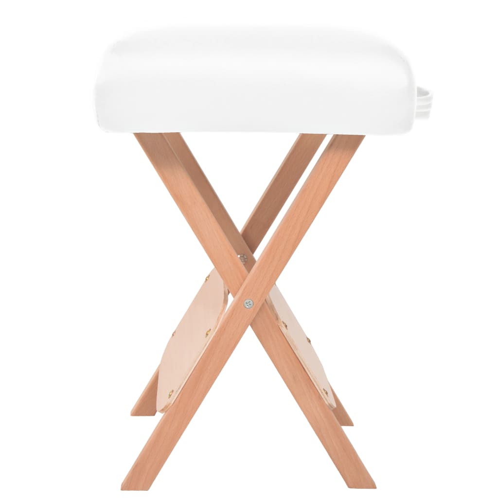Vidaxl -Massagehocker mit 12 cm dicker Sitzfalt weiß
