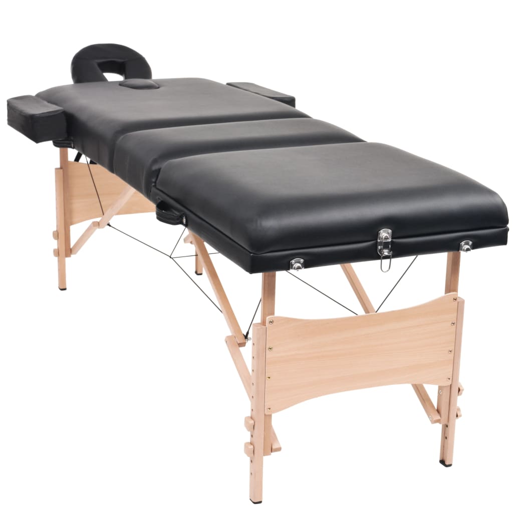 Vidaxl -Massage -Tabelle zusammenklappbar 3 Zonen 10 cm dick schwarz