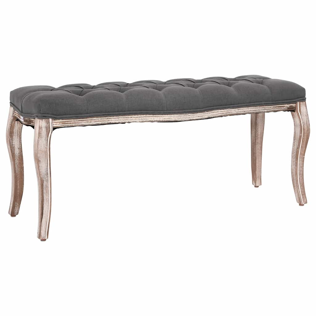 Vidaxl bankje 110x38x48 cm linnen massief hout donkergrijs