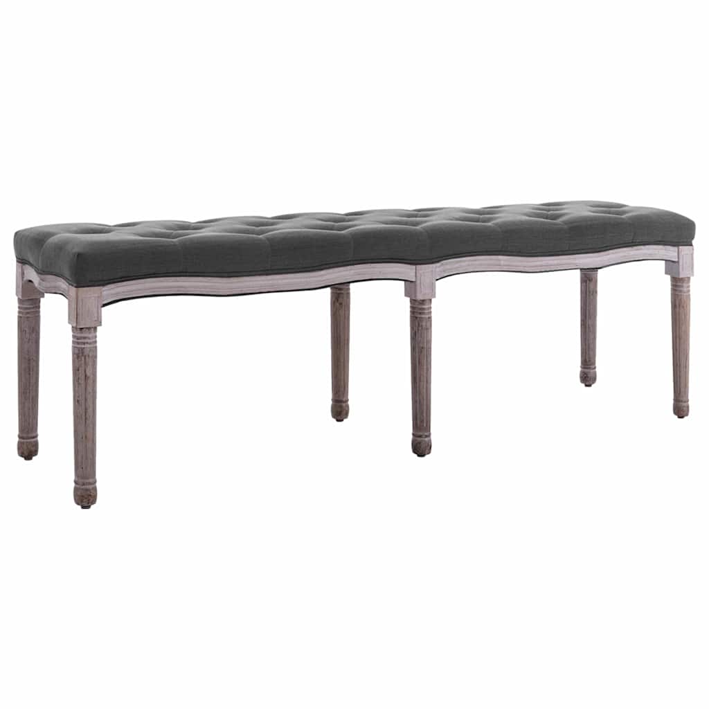 Vidaxl bankje 150x40x48 cm linnen massief hout donkergrijs
