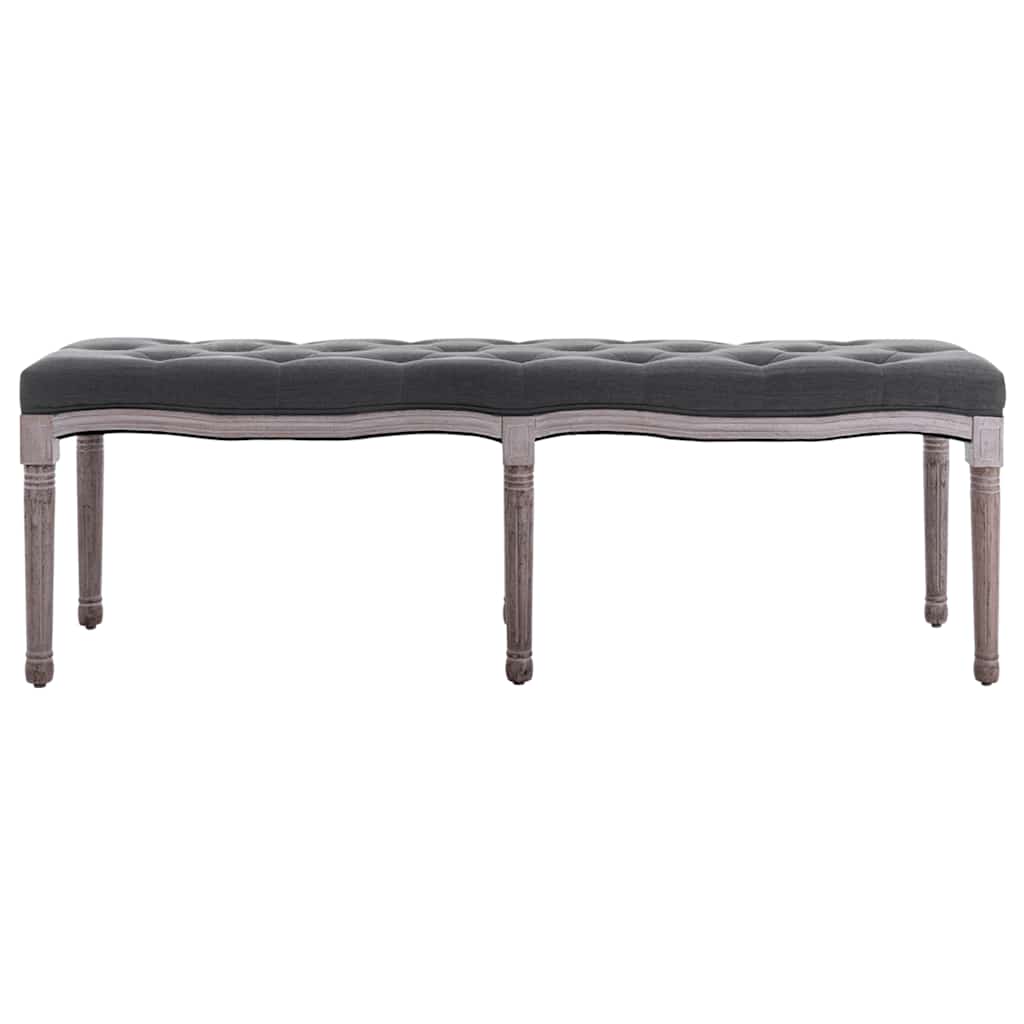 Vidaxl bankje 150x40x48 cm linnen massief hout donkergrijs