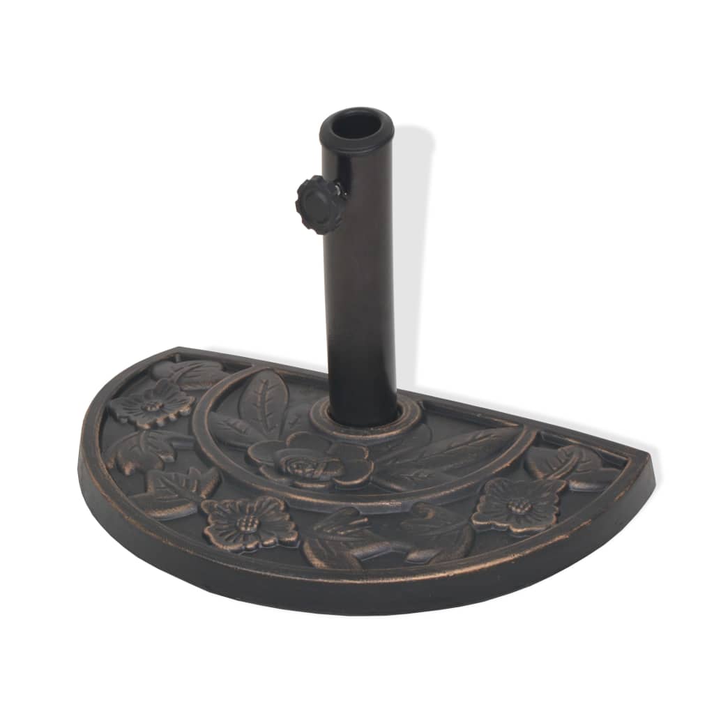 Vidaxl Parasol -Fuß halbe Runde 9 kg Harz Bronzefarbe
