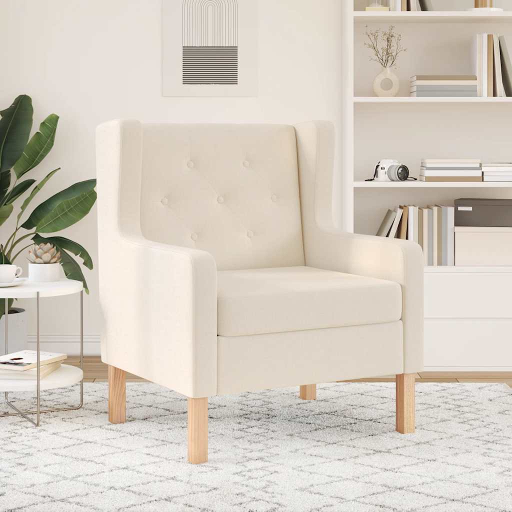 Vidaxl fauteuil stof crèmewit