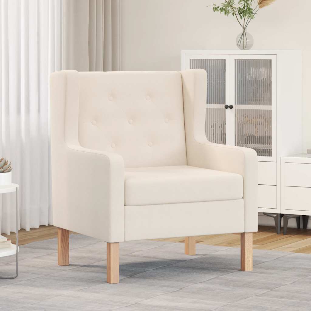 Vidaxl fauteuil stof crèmewit