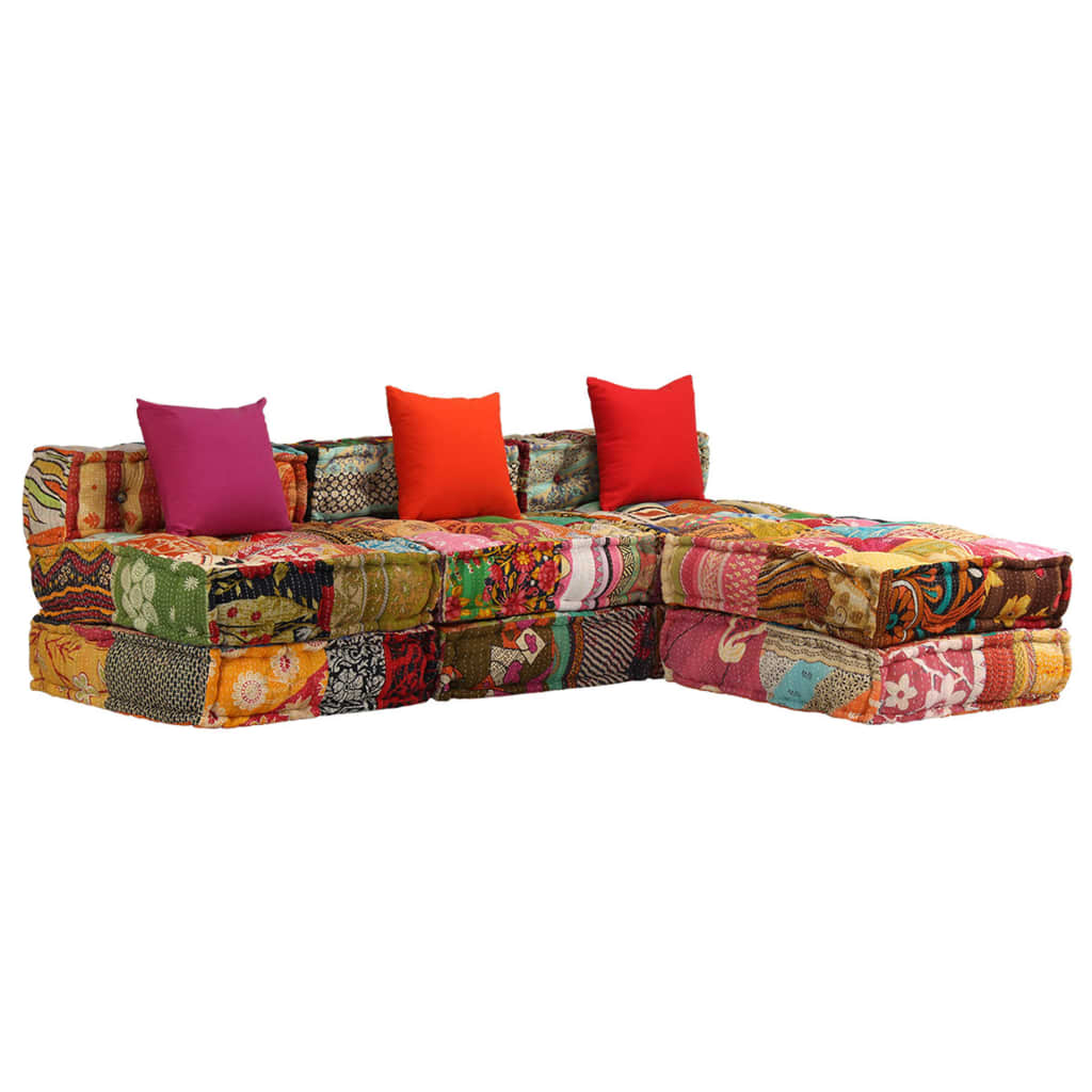 Vidaxl Pouf Drei -Eierer Modular Fabric Patchwork