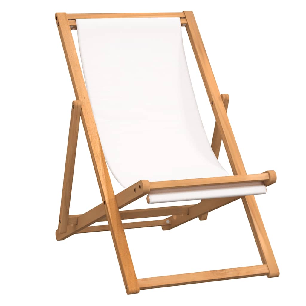 Vidaxl ligstoel 56x105x96 cm teakhout crème
