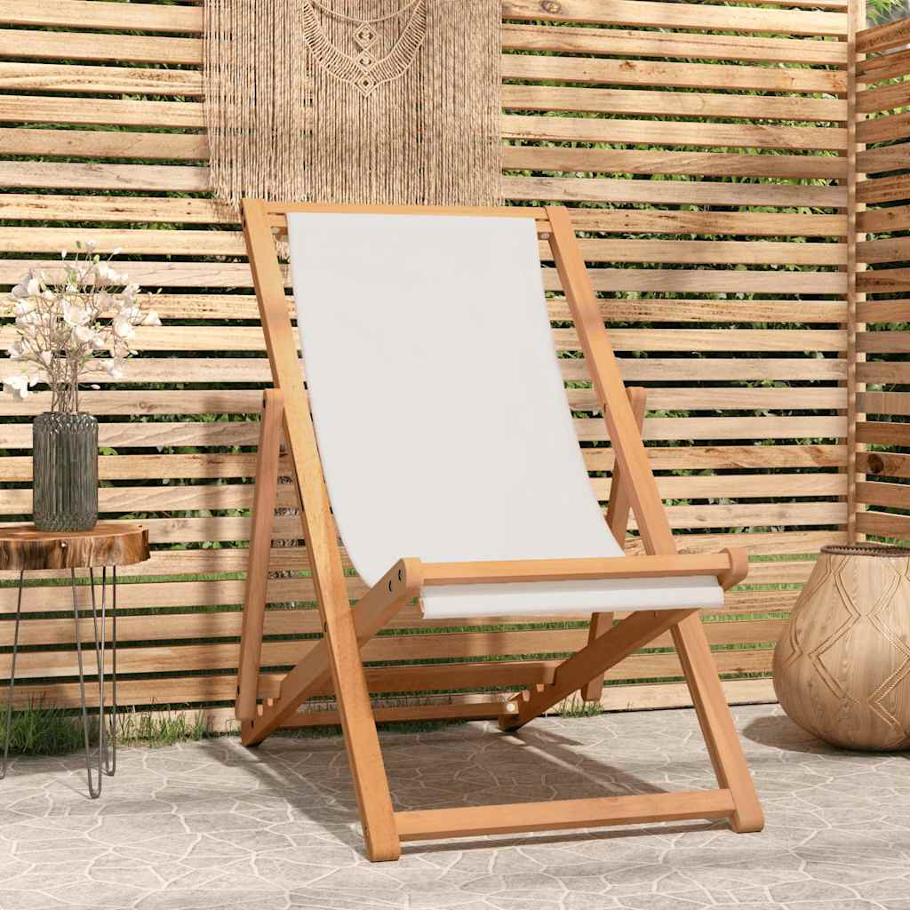 Vidaxl ligstoel 56x105x96 cm teakhout crème