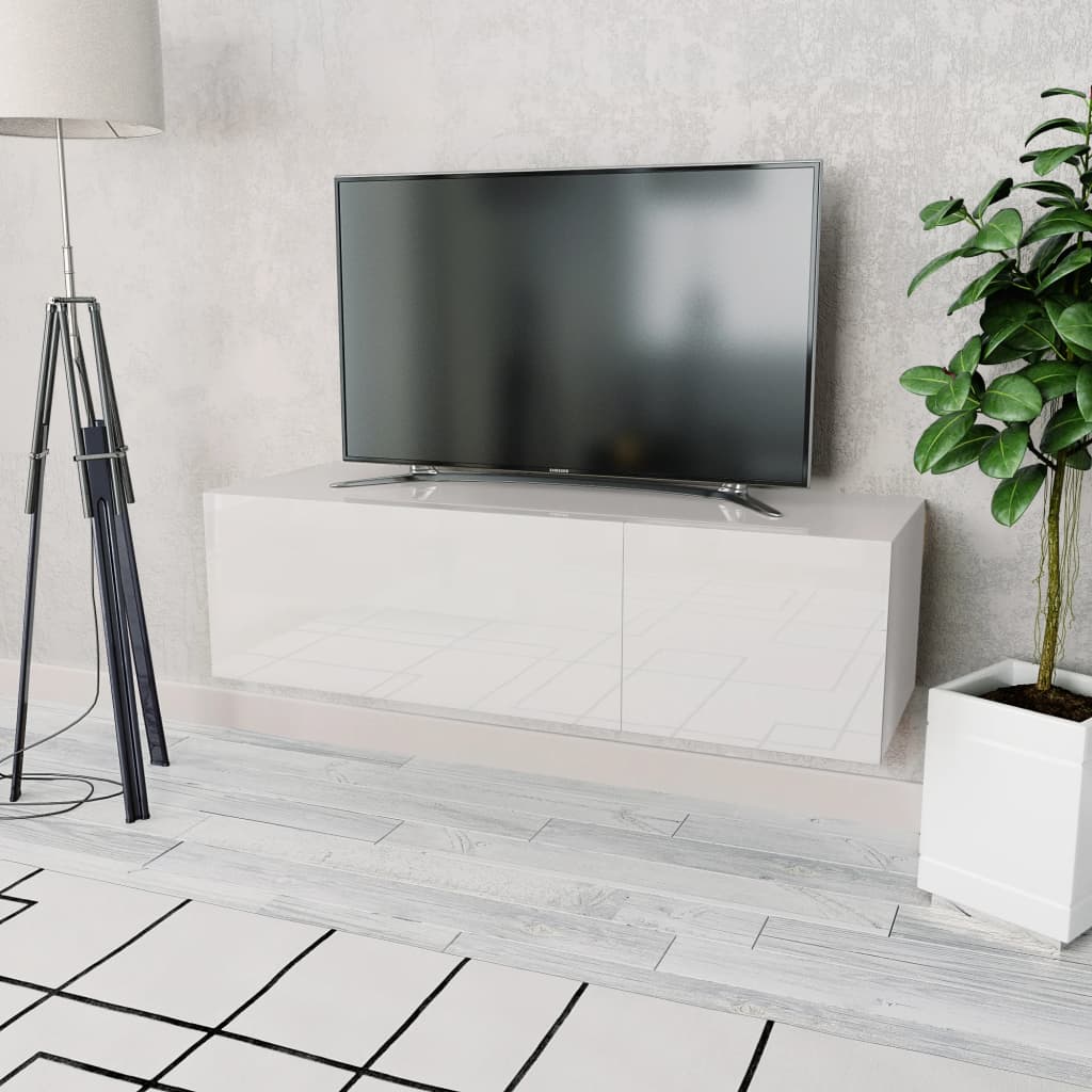Vidaxl tv-meubel 120x40x34 cm bewerkt hout hoogglans wit