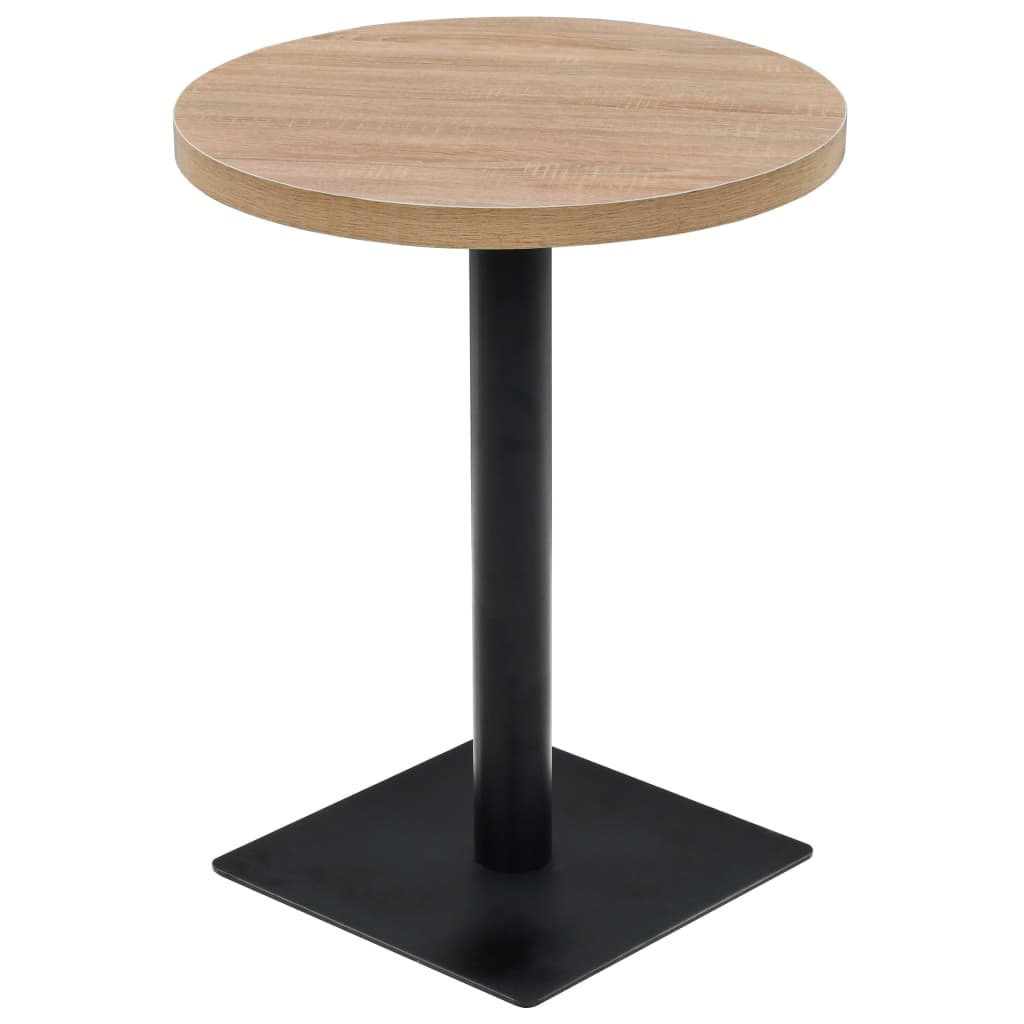 Vidaxl bistrotafel rond 60x75 cm mdf en staal eikenkleur