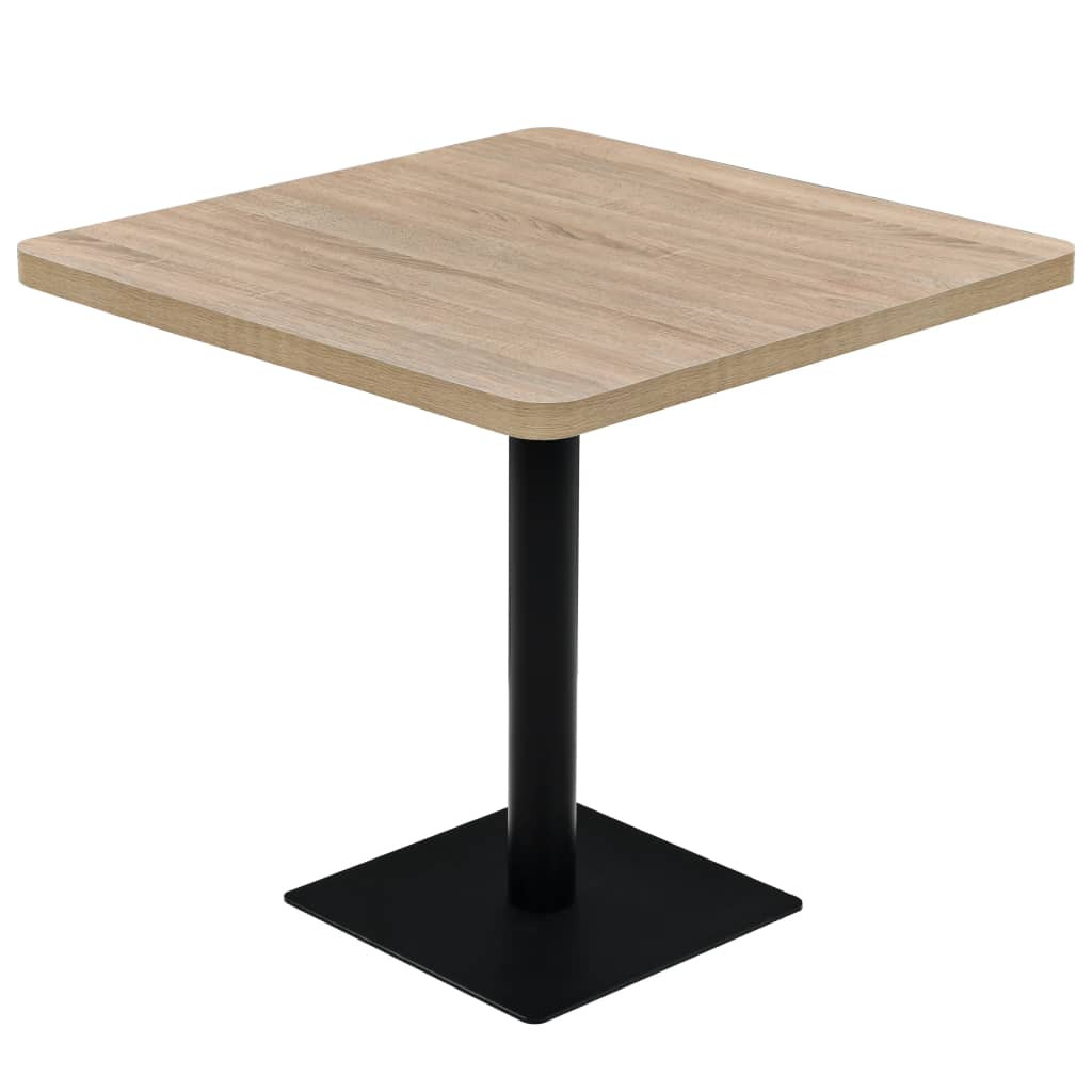 Vidaxl bistrotafel vierkant 80x80x75 cm mdf en staal eikenkleur