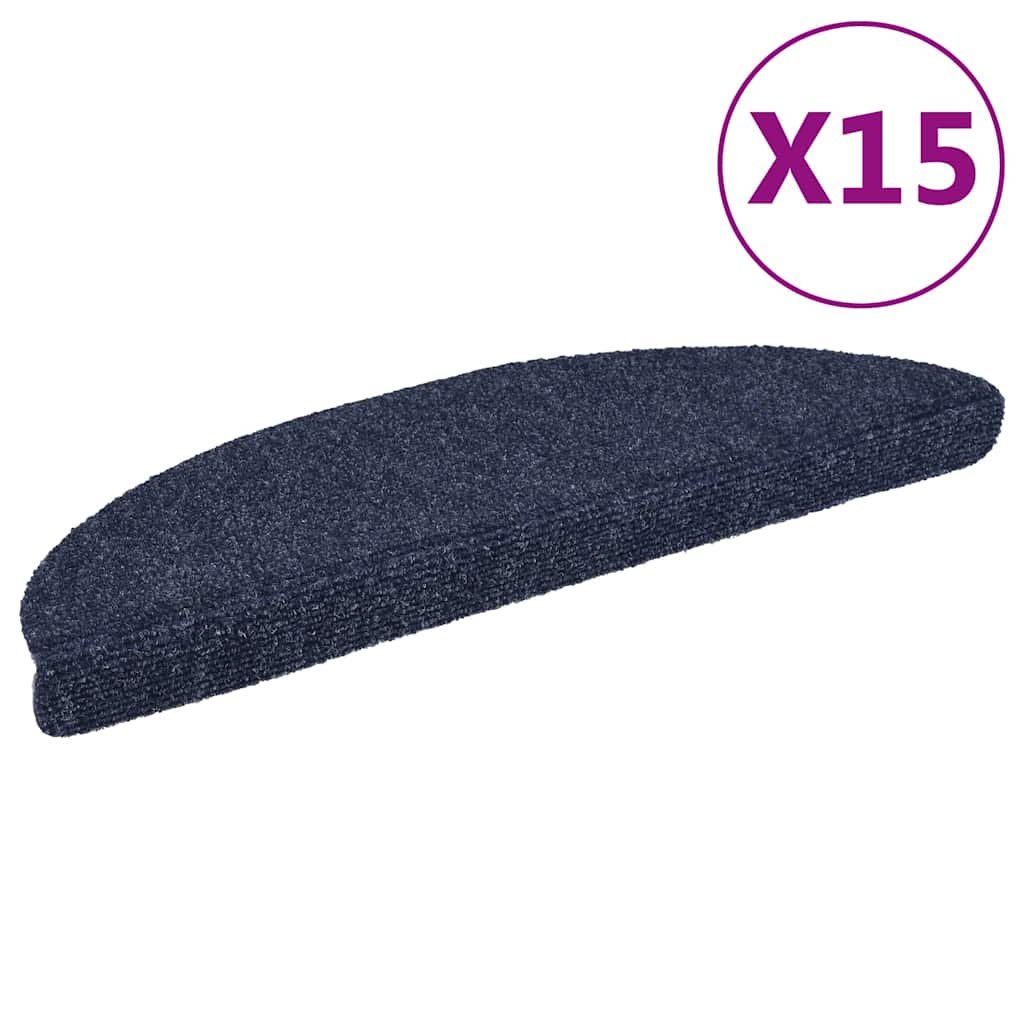 Vidaxl Treppenmatten Selbstadhäsiv 15 Teile 56x17x3 cm Blue Semi -Rounds