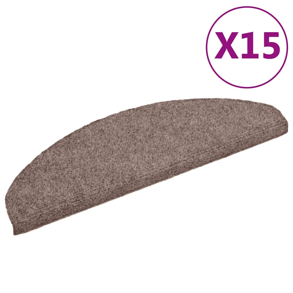 Vidaxl -Treppenmatten selbstadhäsiv 15 Teile 65x21x4 cm Crème halb -groß