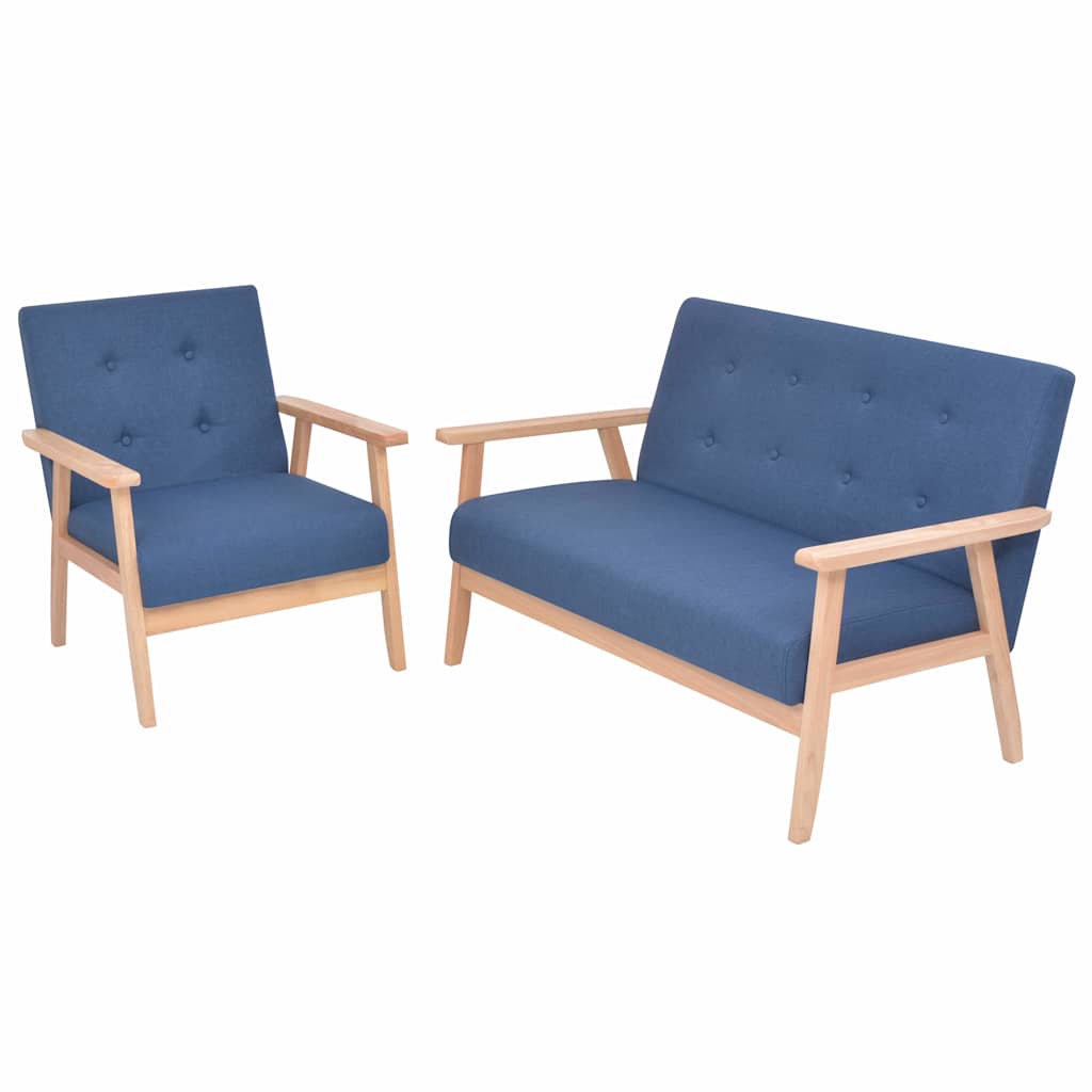 Vidaxl bankstel stof blauw 2-delig