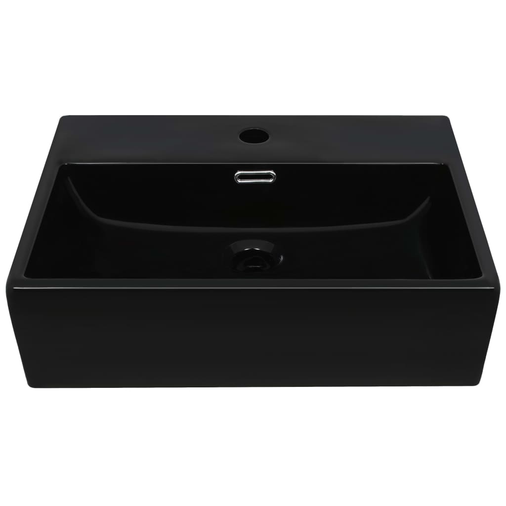 VIDAXL WASHBAIN mit TAP -Loch 51.5x38.5x15 cm Keramik Schwarz