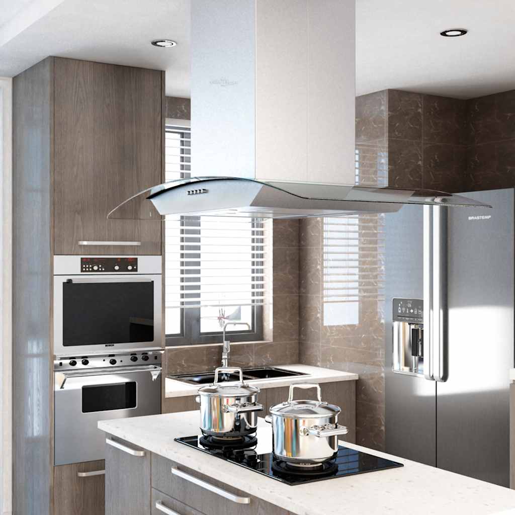 Vidaxl Island Extractor 756 m³ U LED 90 cm Edelstahl