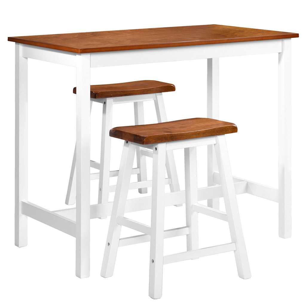 Vidaxl 3-delige bartafel en -krukkenset massief hout