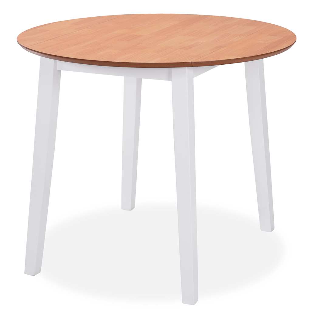 Vidaxl eetkamerset mdf en rubberwood wit 3-delig