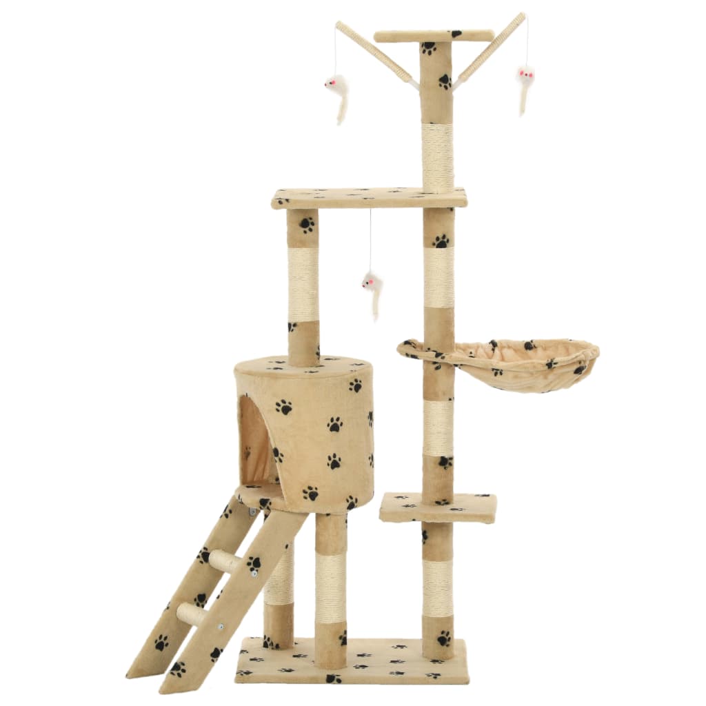 VIDAXL -Katzenkratzerpost mit Sisal -Kratzer -Posts 138 cm Pootprints Beige