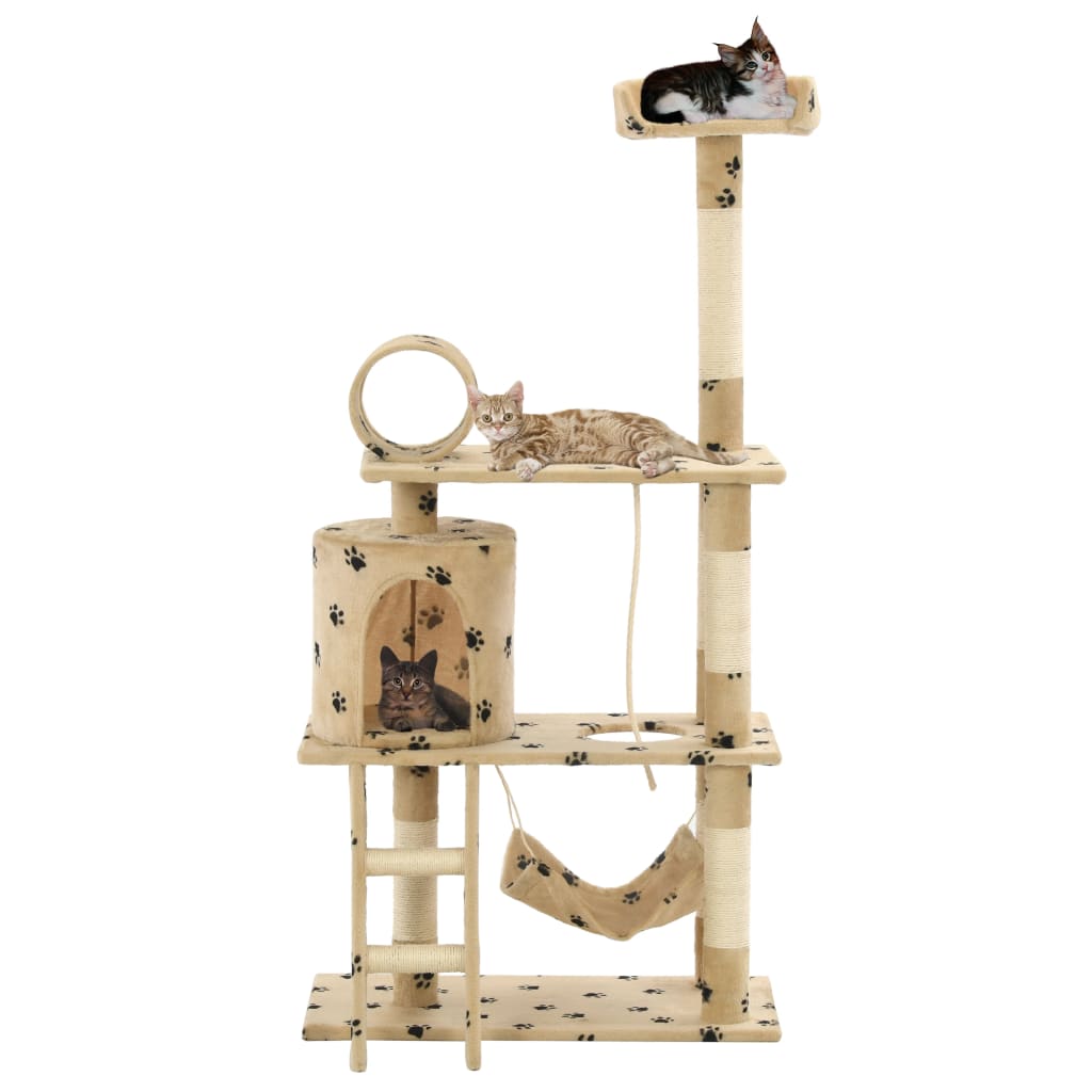VIDAXL -Katzenkratzerpost mit Sisal -Kratzer -Posts 140 cm Pootprint Beige