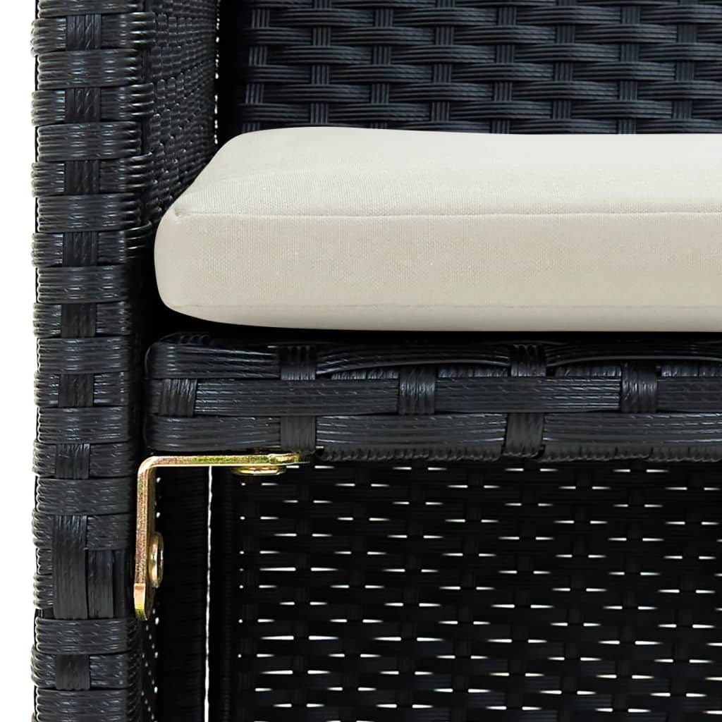 Vidaxl tuinbank 2-zits met kussens poly rattan zwart