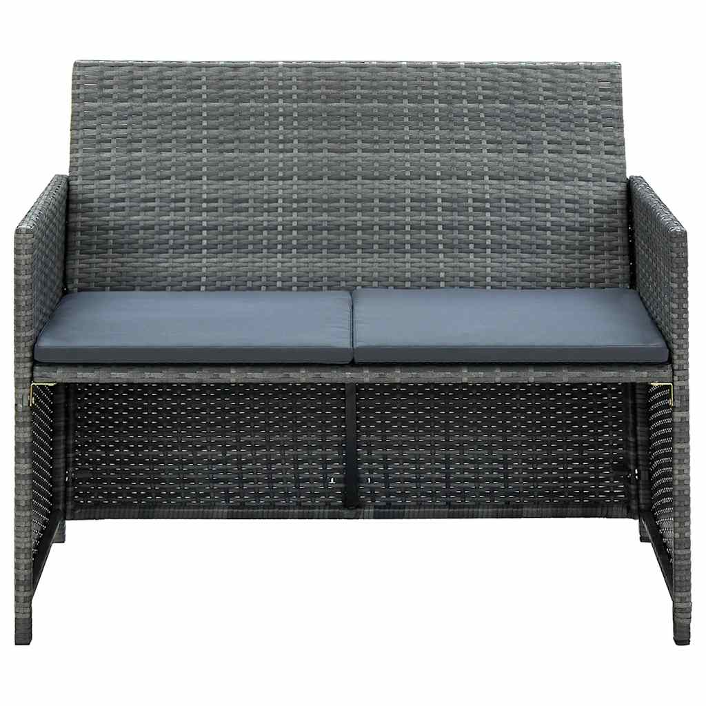 Vidaxl tuinbank 2-zits met kussens poly rattan grijs