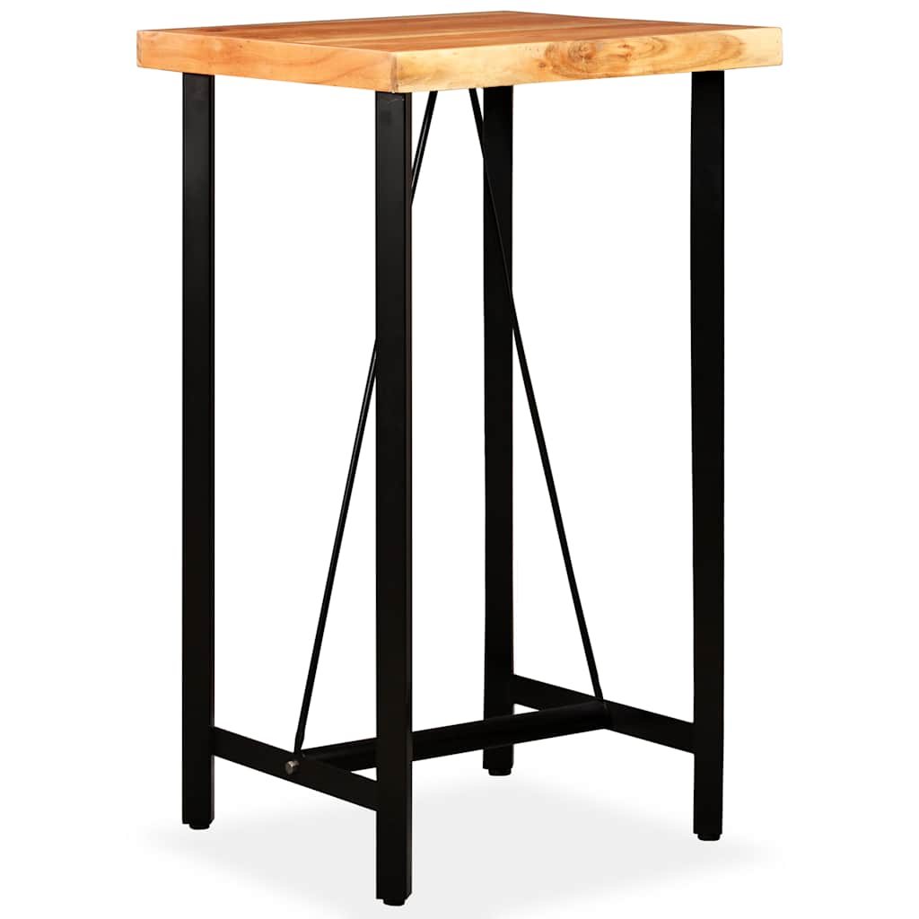 Vidaxl 3-delige barset massief acaciahout, echt leer en canvas