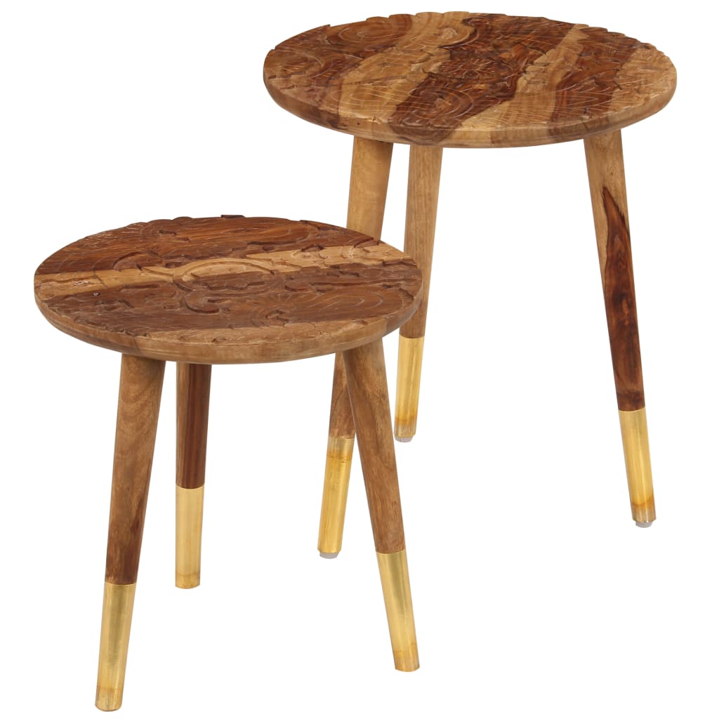 Vidaxl salontafels 2 st massief hout