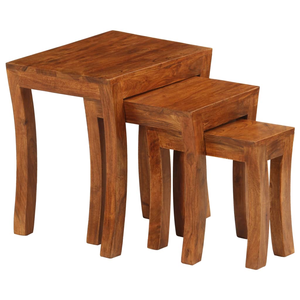 Vidaxl 3-delige tafeltjesset 50x35x50 cm massief acaciahout bruin