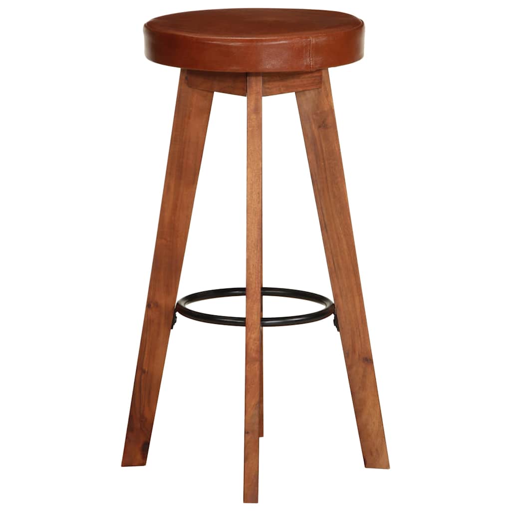 Vidaxl barstoelen 2 st echt leer en massief acaciahout