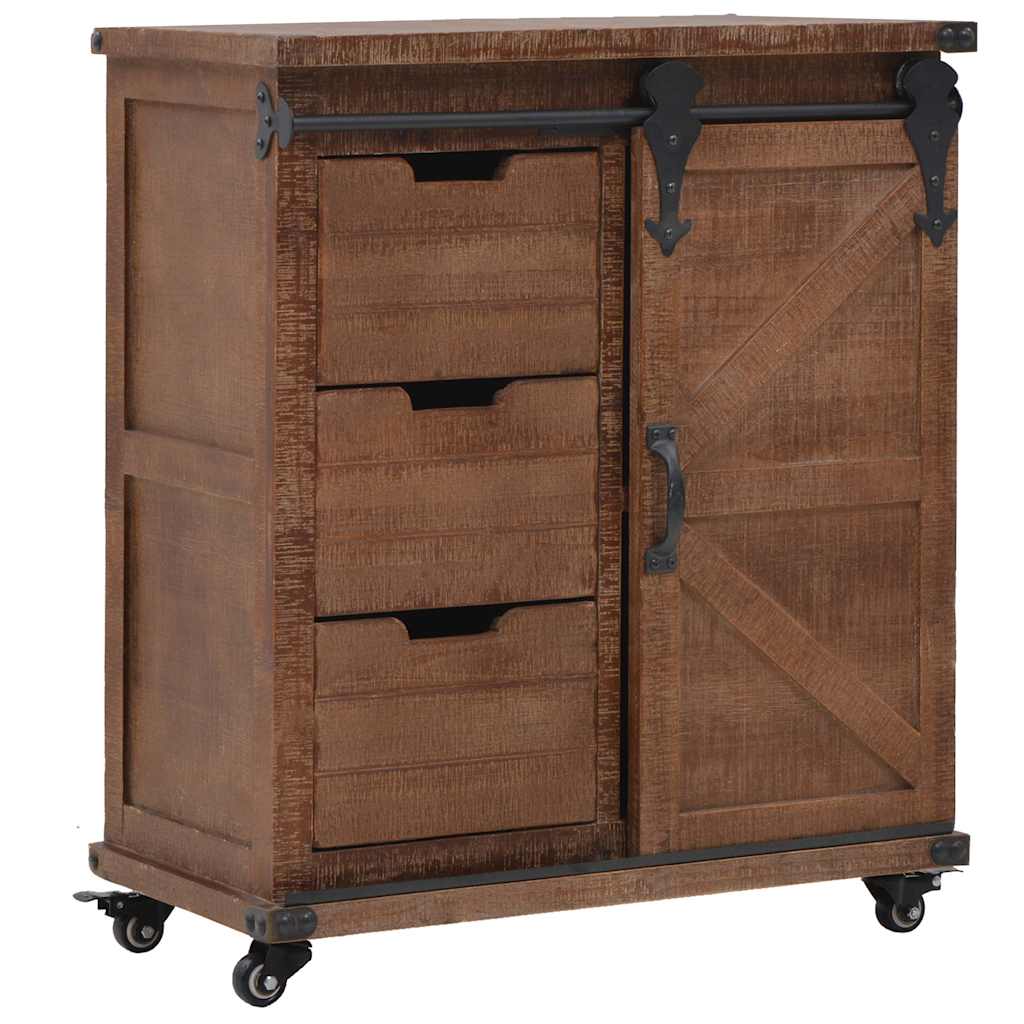 Vidaxl opbergkast 64x33,5x75 cm massief vurenhout bruin
