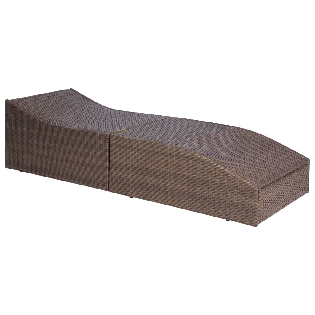 Vidaxl ligbed met kussen poly rattan bruin