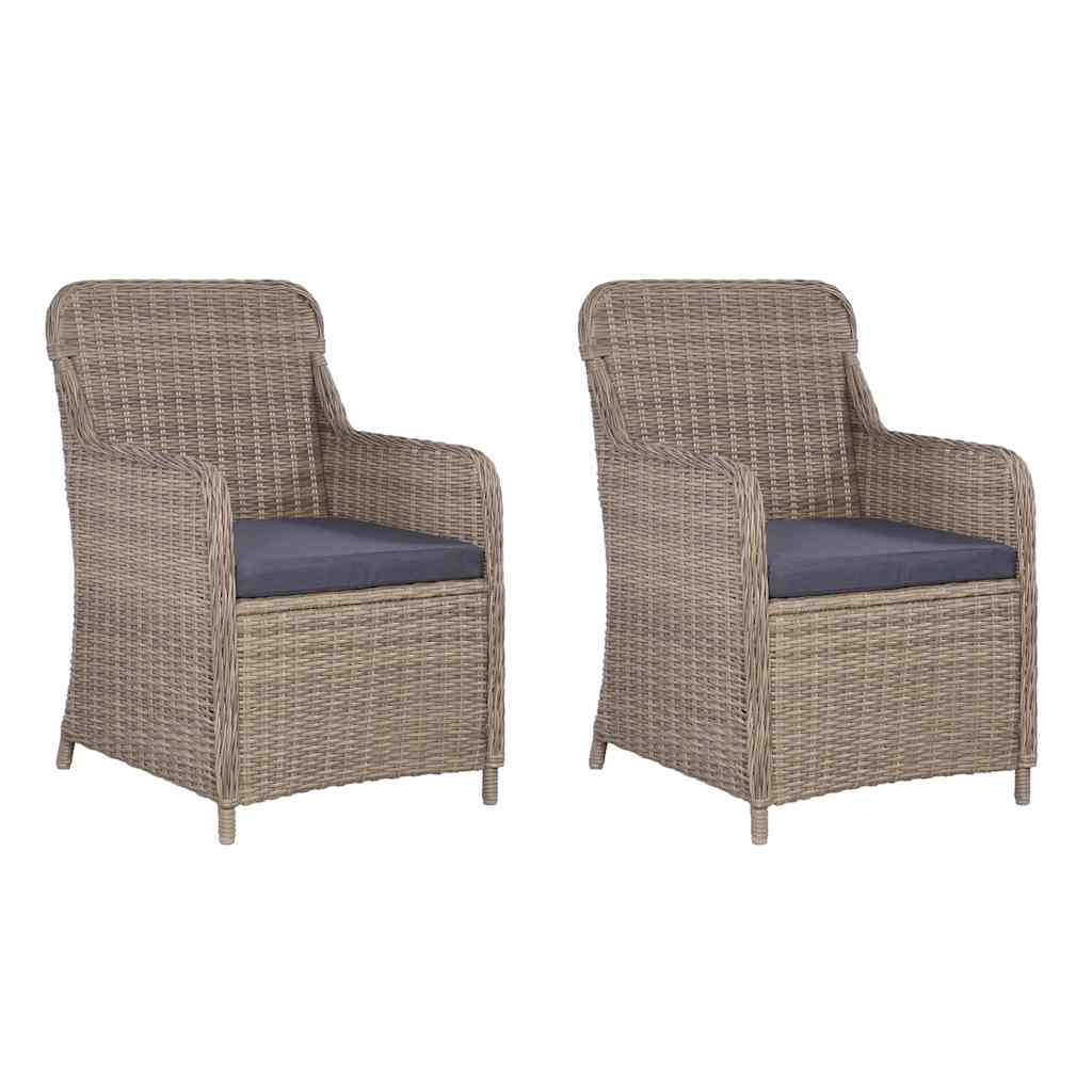 Vidaxl tuinstoelen 2 st met kussens poly rattan bruin