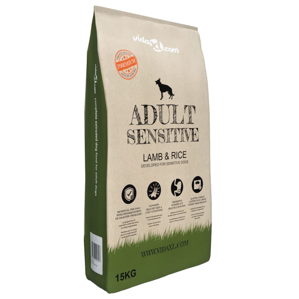 Vidaxl Premium Hundefutter trockener erwachsener empfindlicher Lammreis 30 kg 2 Sts