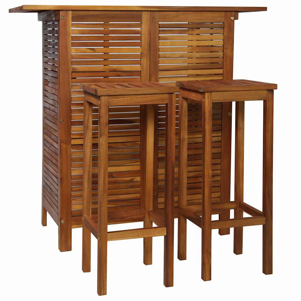 Vidaxl 3-delige bartafel en -stoelenset massief acaciahout